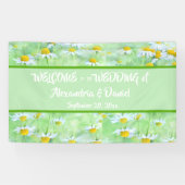 シックグリーンデイジーフローラウェルカムオール大事な行事バナー 横断幕 (横)