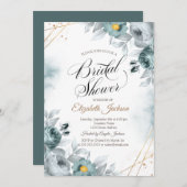 シックグリーンバラブライダルシャワー 招待状 (正面/裏面)