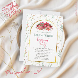 シックグリーンフローラ春開花婚約パーティ 招待状