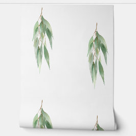 シックグリーンホワイトナチュラルユーカリ葉 壁紙