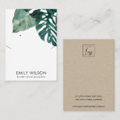  シックグリーンモステラ動物相ネックレスイヤリングディスプレイ 名刺 (正面/裏面)