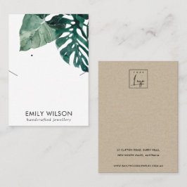 シックグリーンモステラ動物相ネックレスイヤリングディスプレイ 名刺