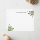 シックグリーンユーカリ金ゴールドグリッター水彩色 ノートカード (正面/裏面インサイチュ)