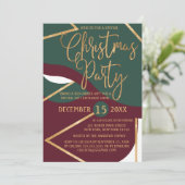 シックグリーンレッド金ゴールドグリッタージオクリスマスパーティー 招待状 (スタンド正面)