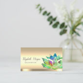 シックグリーンロータスフラワーヨガインストラクター 名刺 (スタンド正面)