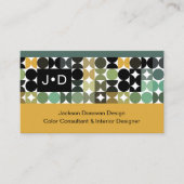 シックグリーン白黒ブラウンレトロアートパターン 名刺 (正面)