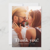 シックグリーン結婚の写真と感謝のメッセージ サンキューカード (正面)