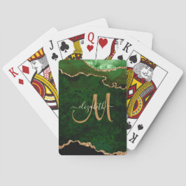 シックグリーン金ゴールドグリッターアゲートカスタムモノグラム トランプ