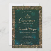 シックグリーン金ゴールドティアラ、シークインズグリーンキンセアニラ 招待状 (正面)