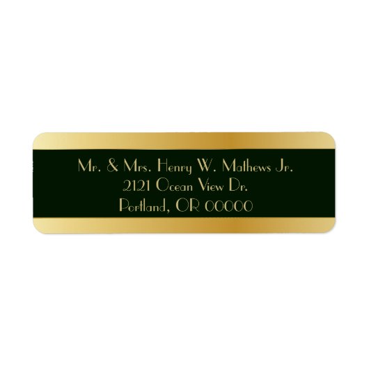 シックグリーン&金ゴールドカスタム差出人住所ラベル ラベル (正面)