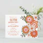 シックグルーヴィレトロヒッパイフローラリーフ誕生日 招待状 (スタンド正面)