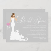 シックグレイモダンブライドポーブライダルシャワー招待状 招待状 (正面/裏面)