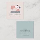 シックグレーピーチ赤面ピンク裁縫機テーラー スクエア名刺 (正面/裏面)