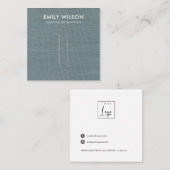 シックグレーブルーバーラップリネンヘアクリップディスプレイカード スクエア名刺 (正面/裏面)