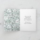 シックグレーホワイトブルーフローラ結婚ズ カード (内部)