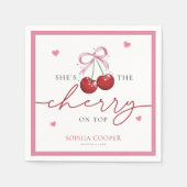 シックコケットさくらんぼオントップブライダルシャワー スタンダードカクテルナプキン (正面)