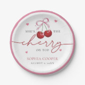シックコケットさくらんぼオントップブライダルシャワー ペーパープレート (正面)