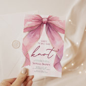 シックコケットピンクボウブライダルシャワー 招待状