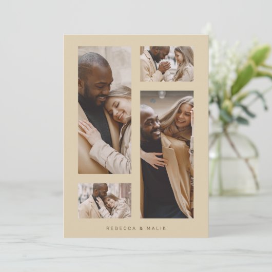 シックコラージュミニマリスト結婚トレンディーズ4枚写真  招待状 (スタンド正面)