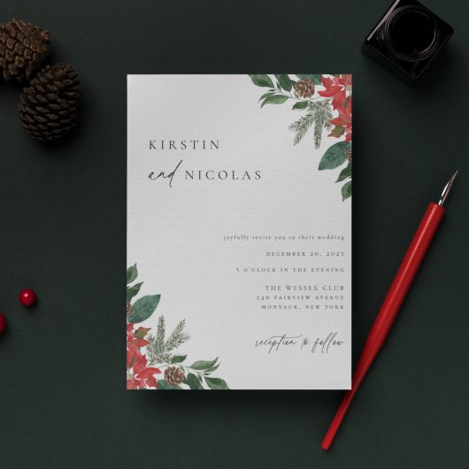 シックコンテンポラリーな冬の結婚式 招待状