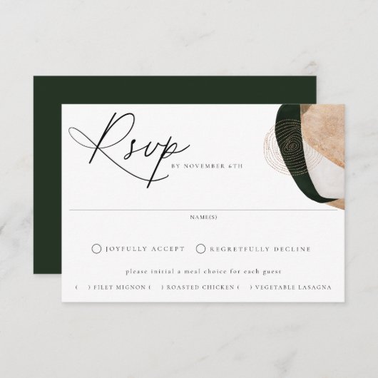 シックコンテンポラリーな抽象芸術ミール結婚チョイス 出欠カード (正面/裏面)