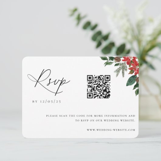 シックコンテンポラリーウィンターウェディングQRコード 出欠カード (スタンド正面)