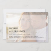 シックコンテンポラリースクリプト横向き写結婚真 招待状 (正面)