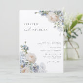 シックコンテンポラリーダスティブルーガーデンフローラ結婚ズ 招待状 (スタンド正面)