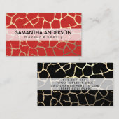 シックコンテンポラリーパターンレッドブラック 名刺 (正面/裏面)