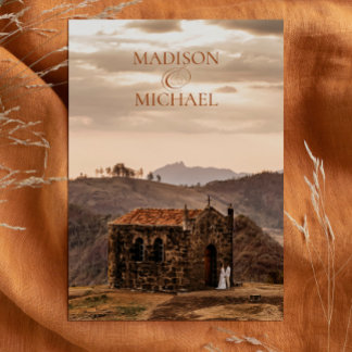 シックコンテンポラリーボホテラコッタフォトズ結婚ス 招待状