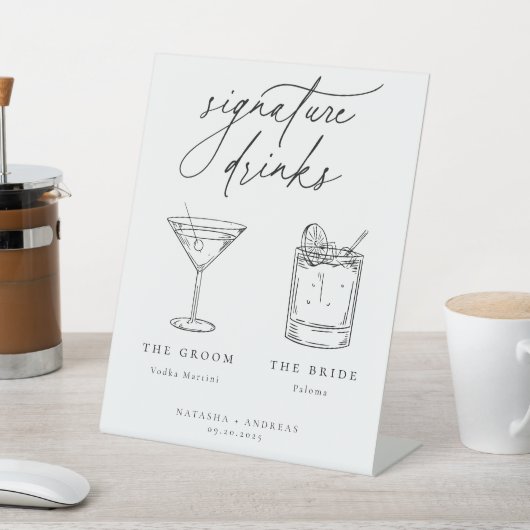 シックコンテンポラリーミニマリストのシグネチャードリンク 台座サイン (インサイチュ)