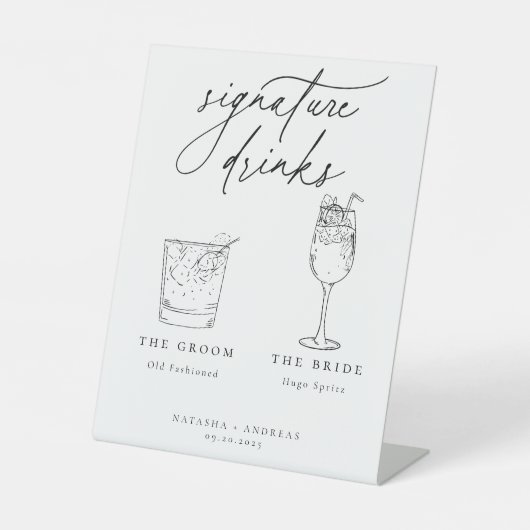 シックコンテンポラリーミニマリストのシグネチャードリンク 台座サイン (正面)