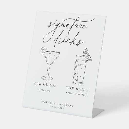 シックコンテンポラリーミニマリストのシグネチャードリンク 台座サイン (正面)