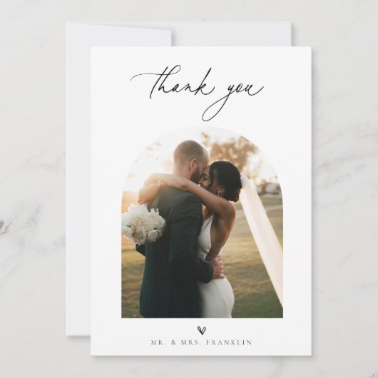 シックコンテンポラリーミニマル結婚リストの写真 サンキューカード (正面)