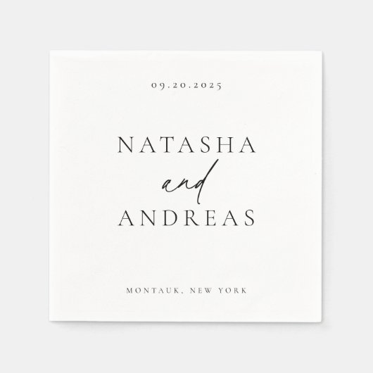 シックコンテンポラリーミニマル結婚リスト スタンダードカクテルナプキン (正面)