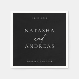 シックコンテンポラリーミニマル結婚リスト スタンダードカクテルナプキン