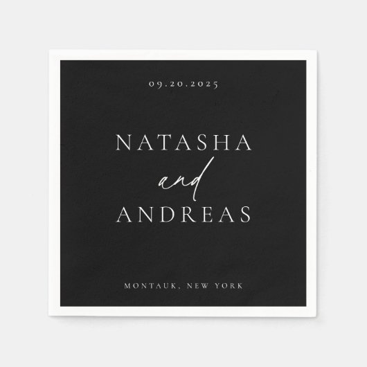 シックコンテンポラリーミニマル結婚リスト スタンダードカクテルナプキン (正面)