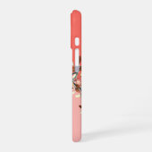 シックコーラルグラデーションカスタムモノグラムリービーブランチ iPhone 16ケース (左側面)