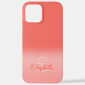 シックコーラルグラデーションネームイニシャルレターモノグラム iPhoneケース (裏面)