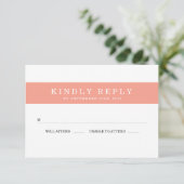 シックコーラルストライプズ結婚式RSVP 出欠カード (スタンド正面)