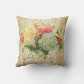 シックコーラルバラブルーアジサイフローラ金ゴールドダマスク クッション (裏面)