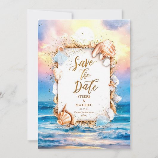 シックコーラルビーチ結婚式 セーブザデート (正面)