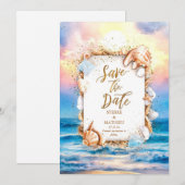 シックコーラルビーチ結婚式 セーブザデート (正面/裏面)
