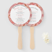 シックコーラルピンクウォーターカラーバラ結婚式 プログラム ハンドファン (正面&裏面)