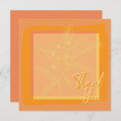 シックゴールデンオレンジフローラオレンジテキスト サンキューカード (正面/裏面)
