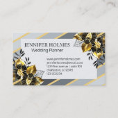 シックゴールデンブラックオーキッドフローラ金ゴールドグレイストライプズ 名刺 (正面)