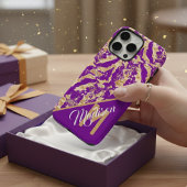 シックゴールデンマーブルパープルカスタムイニシャル Case-Mate iPhoneケース