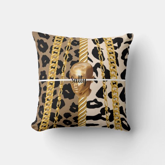 シックゴールデンワイルドラグジュアリースタイリッシュブガーリーデイ クッション (正面)