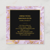 *~*シックゴールドフォイル静脈ラベンダー大理石モダン スクエア名刺 (裏面)