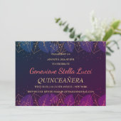 シックゴールドボタニカルQuinceañeraパーティー招待状 招待状 (スタンド正面)